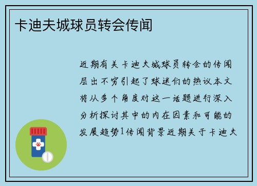 卡迪夫城球员转会传闻